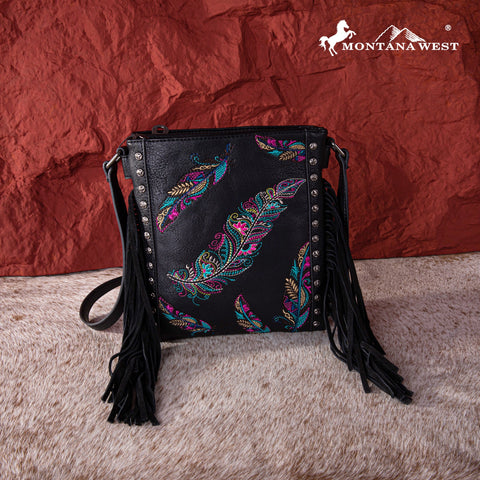 Montana West Embroidered Feather Concealed Carry Crossbody - Montana West World