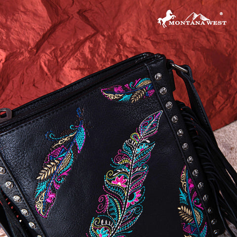 Montana West Embroidered Feather Concealed Carry Crossbody - Montana West World