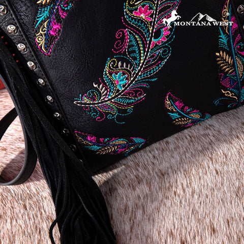 Montana West Embroidered Feather Concealed Carry Crossbody - Montana West World