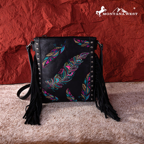 Montana West Embroidered Feather Concealed Carry Crossbody - Montana West World