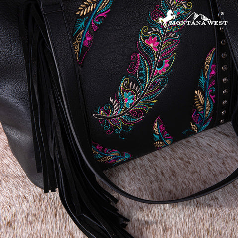 Montana West Embroidered Feather Concealed Carry Tote - Montana West World