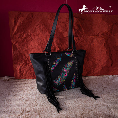 Montana West Embroidered Feather Concealed Carry Tote - Montana West World