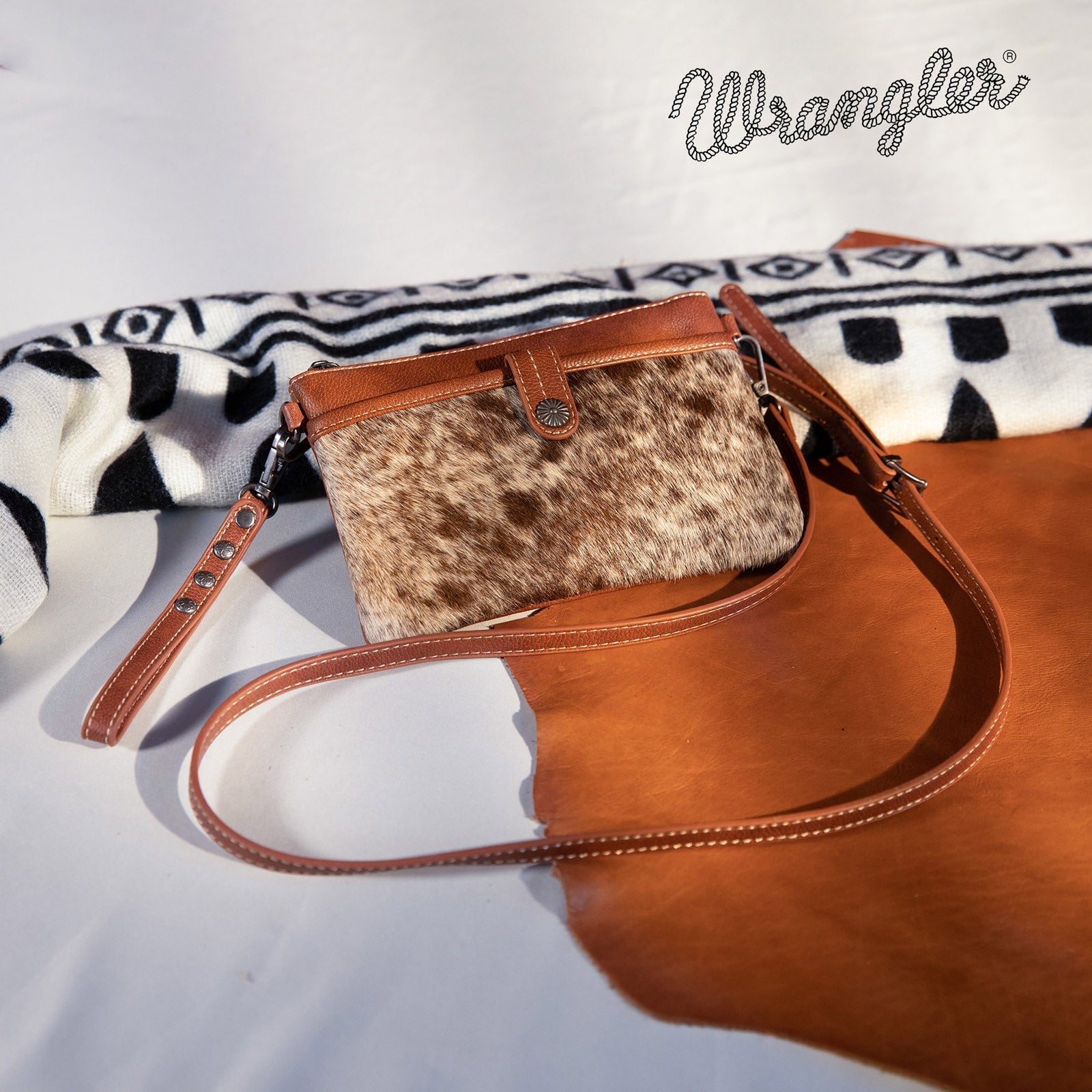 Wrangler Genuine Hair-On Cowhide Crossbody Clutch - Montana West World