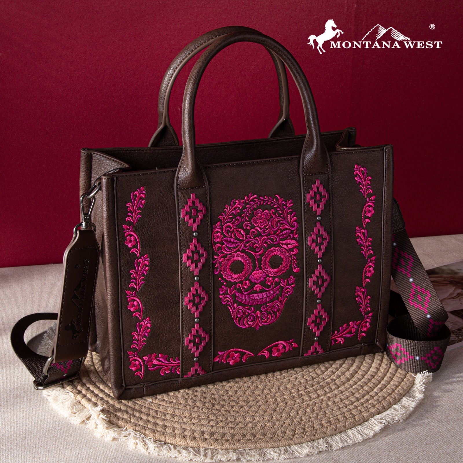 Montana West Embroidered Sugar Skull Tote Bag - Montana West World