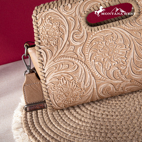 Montana West Floral Embossing Whipstitch Crossbody Bag - Montana West World