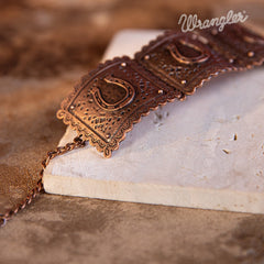 Wrangler Bronze Chain Horse Shoe Concho Cuff Bracelet - Montana West World