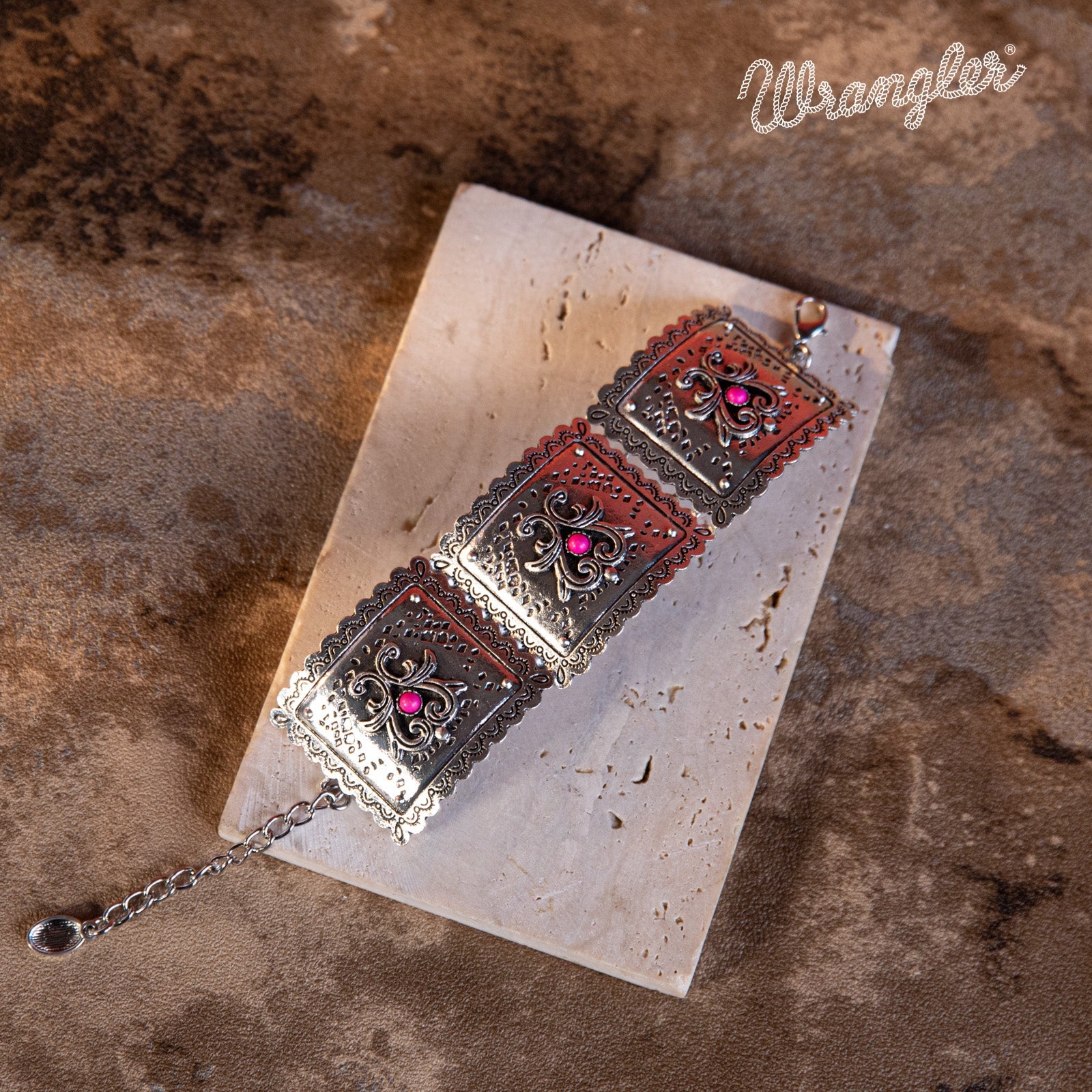 Wrangler Hot Pink Stone Concho Cuff Bracelet - Montana West World