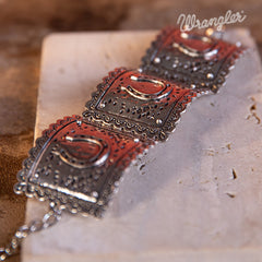 Wrangler Silver Chain Horse Shoe Concho Cuff Bracelet - Montana West World