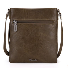 Wrangler Green Leather Fringe Jean Denim Pocket Crossbody - Montana West World