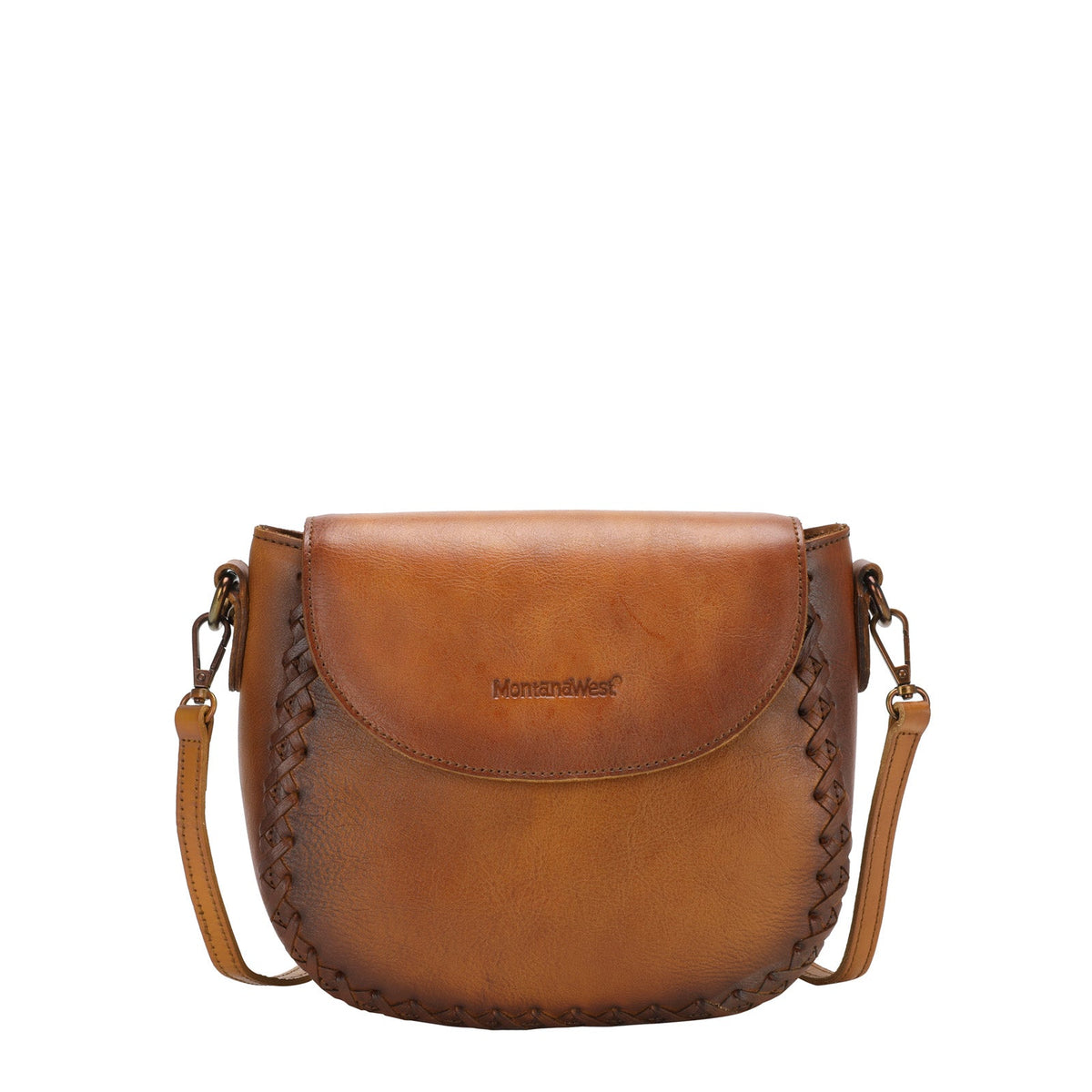 Montana West Genuine Leather Whipstitch Crossbody Bag - Montana West World