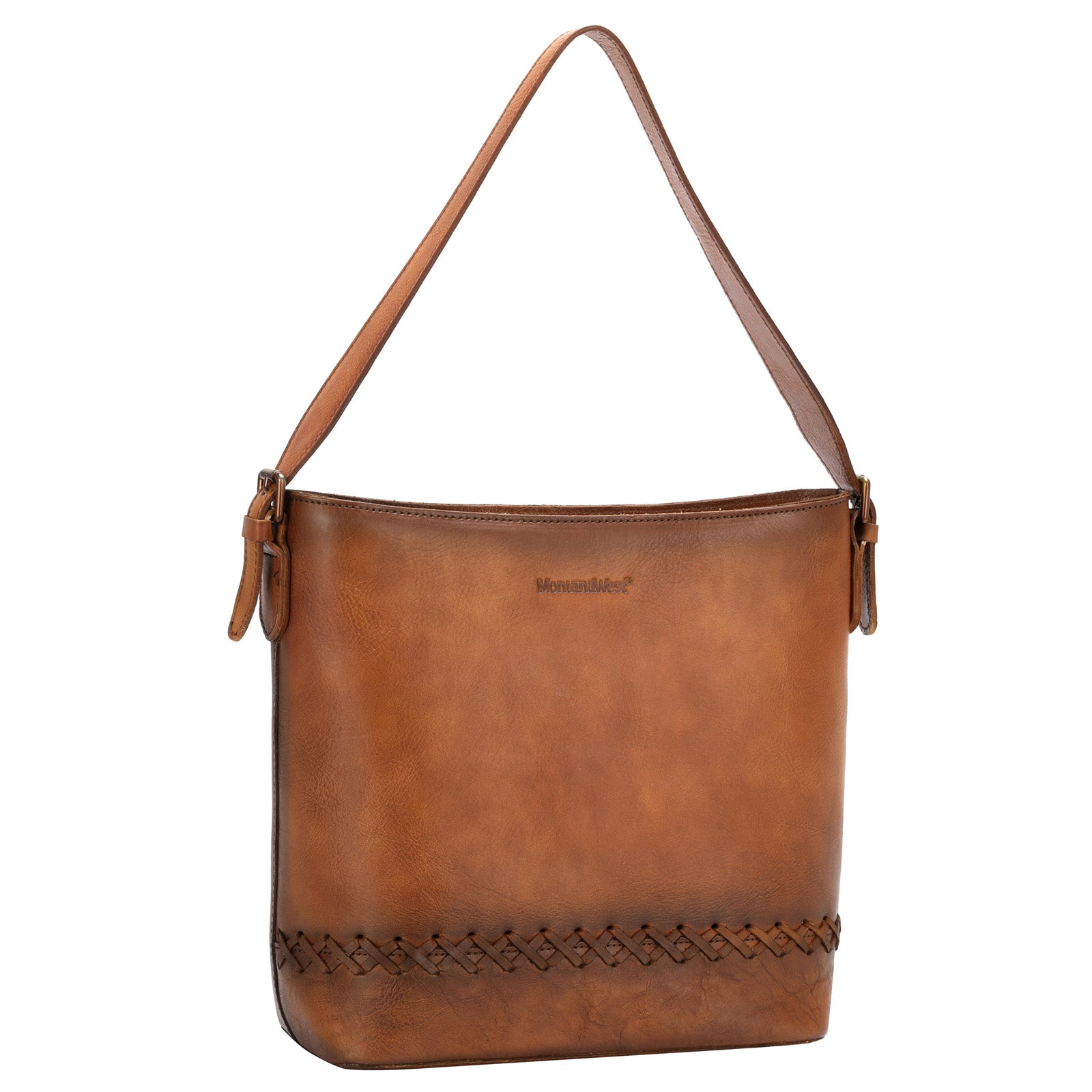 Montana West Genuine Leather Whipstitch Concealed Carry Hobo - Montana West World