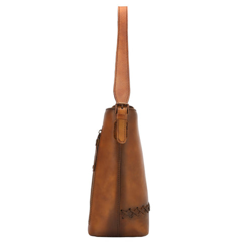 Montana West Whipstitch Genuine Leather Hobo Bag - Montana West World