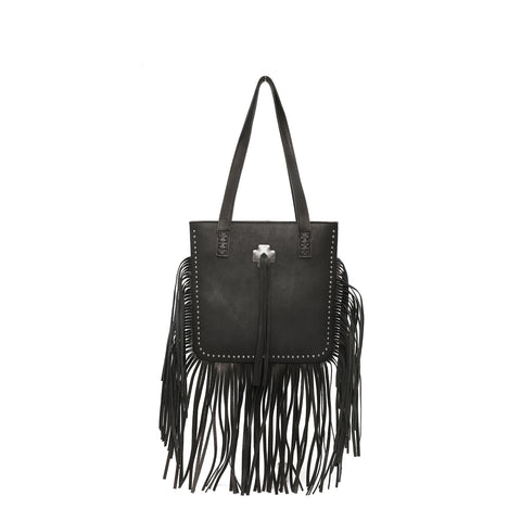 Montana West Concho Genuine Leather Fringe Tote Bag - Montana West World