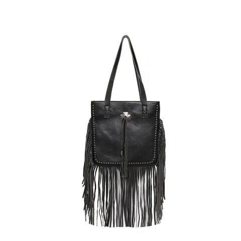 Montana West Concho Genuine Leather Fringe Tote Bag - Montana West World