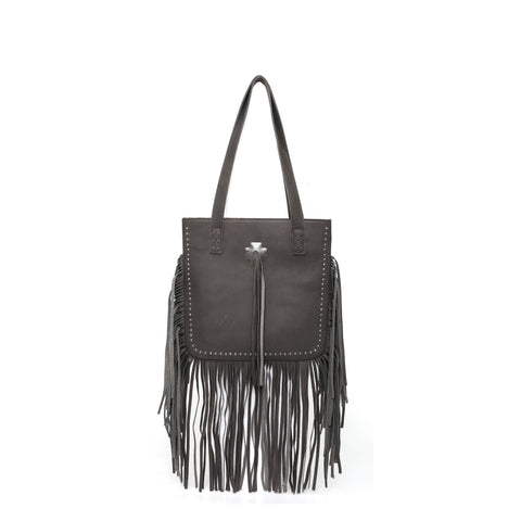 Montana West Concho Genuine Leather Fringe Tote Bag - Montana West World