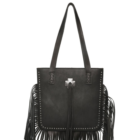 Montana West Concho Genuine Leather Fringe Tote Bag - Montana West World