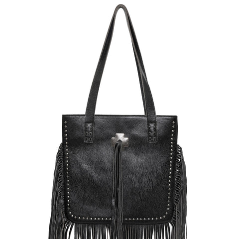 Montana West Concho Genuine Leather Fringe Tote Bag - Montana West World