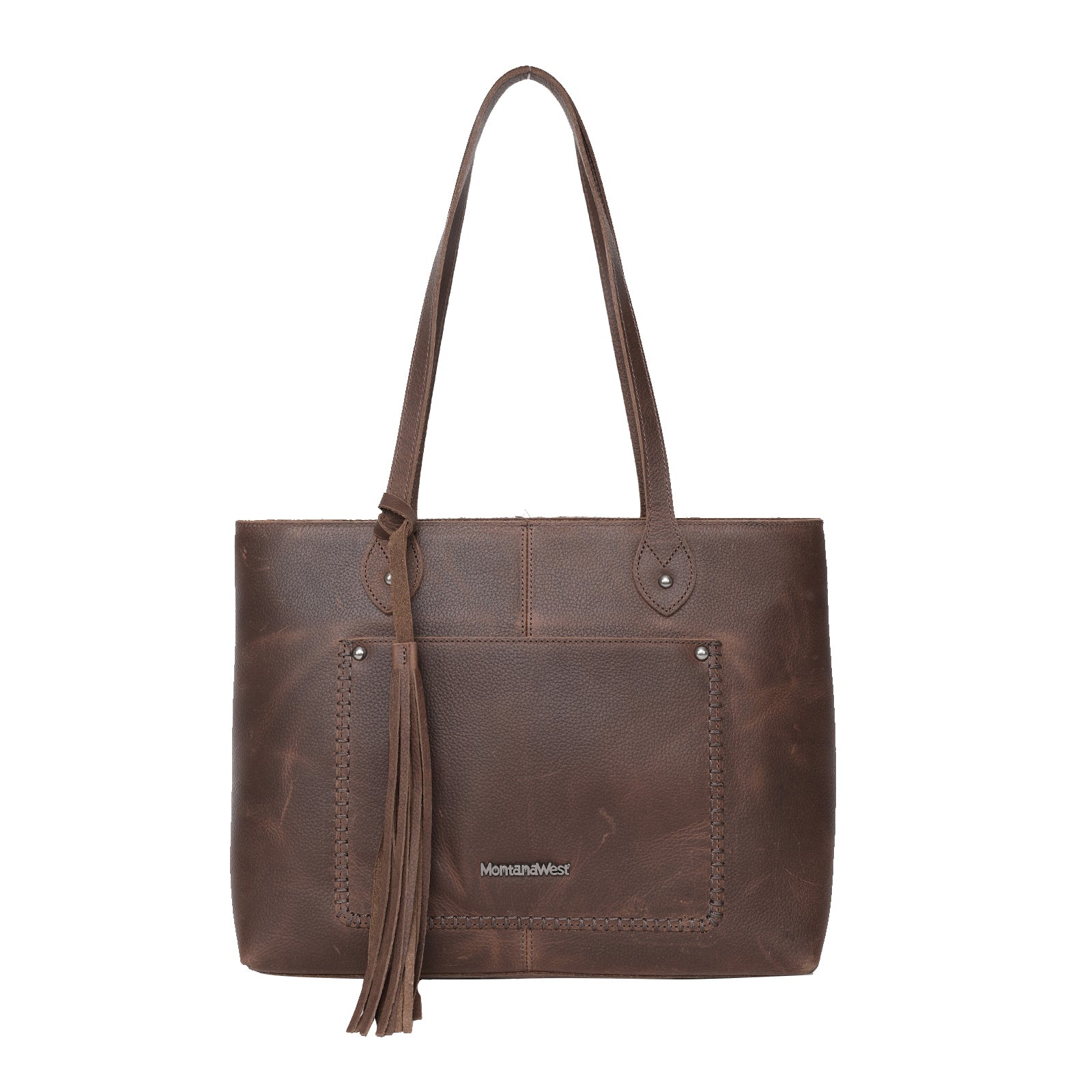 Montana West Real Leather Studs Collection Concealed Carry Tote - Montana West World