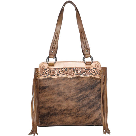 Montana West Floral Tooled Hair-on Western Fringe Tote Bag - Montana West World