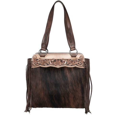 Montana West Floral Tooled Hair-on Western Fringe Tote Bag - Montana West World