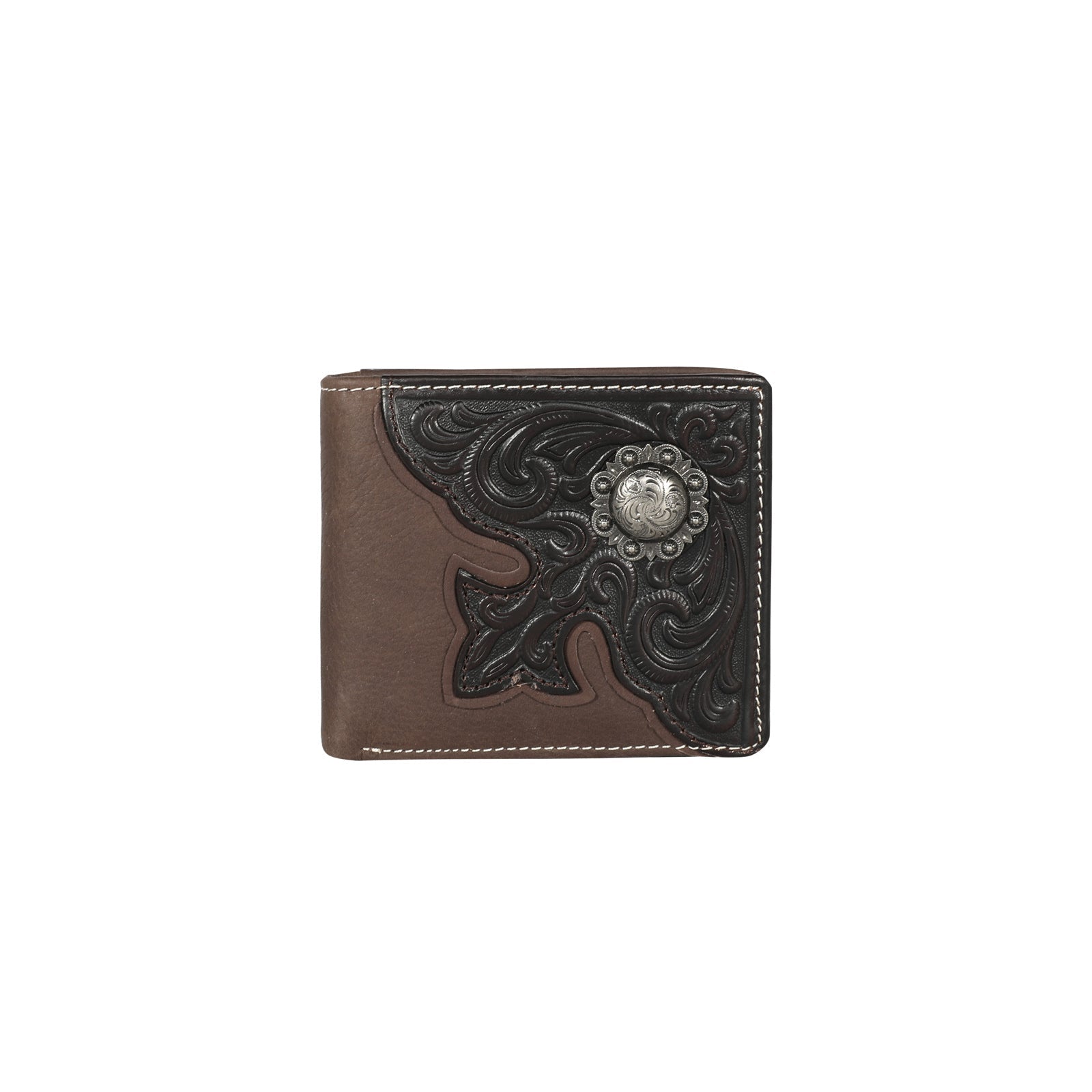 Montana West Genuine Leather Floral Tooled Men's Wallet - Montana West World