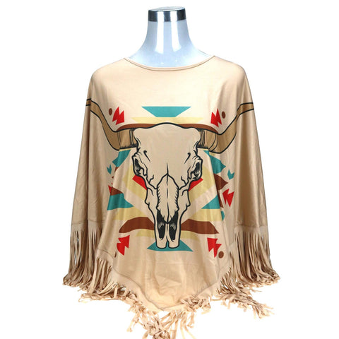 Montana West Steer Skull Collection Poncho - Montana West World