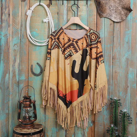 Montana West Aztec Cactus Collection Poncho - Montana West World