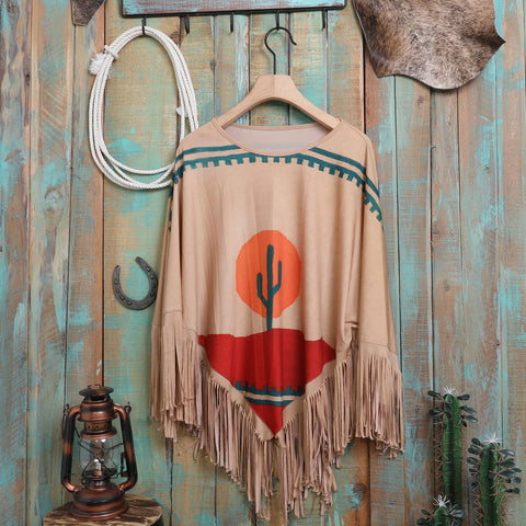 Montana West Cactus Fringe Poncho - Montana West World