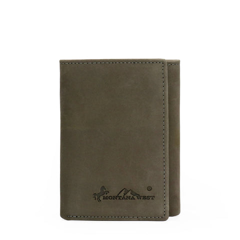 Montana West Genuine Leather Men's Tri-Fold Wallet - Montana West World