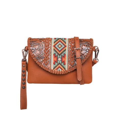 Montana West Real Leather Tooled Crossbody Clutch - Montana West World