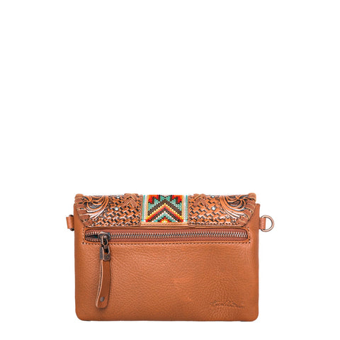 Montana West Real Leather Tooled Crossbody Clutch - Montana West World