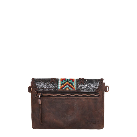 Montana West Real Leather Tooled Crossbody Clutch - Montana West World