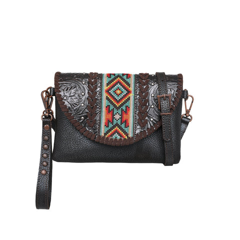 Montana West Real Leather Tooled Crossbody Clutch - Montana West World