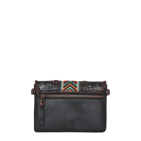 Montana West Real Leather Tooled Crossbody Clutch - Montana West World