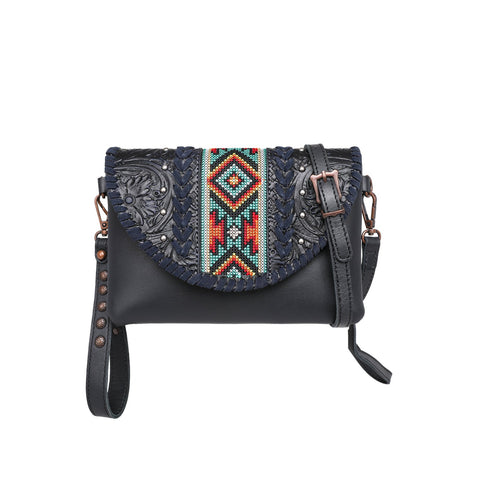 Montana West Real Leather Tooled Crossbody Clutch - Montana West World