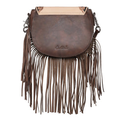 Montana West Genuine Leather Hand Tooled Fringe Saddle Bag - Montana West World