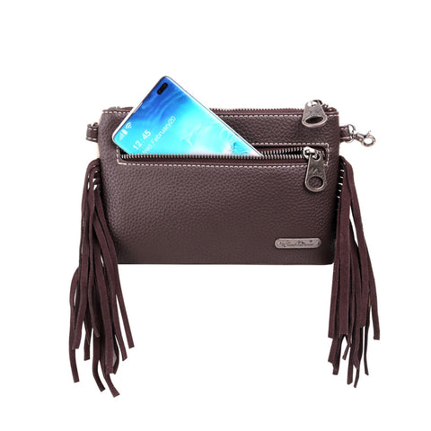 Montana West Hair-On Cowhide  Leather Fringe Crossbody Clutch - Montana West World