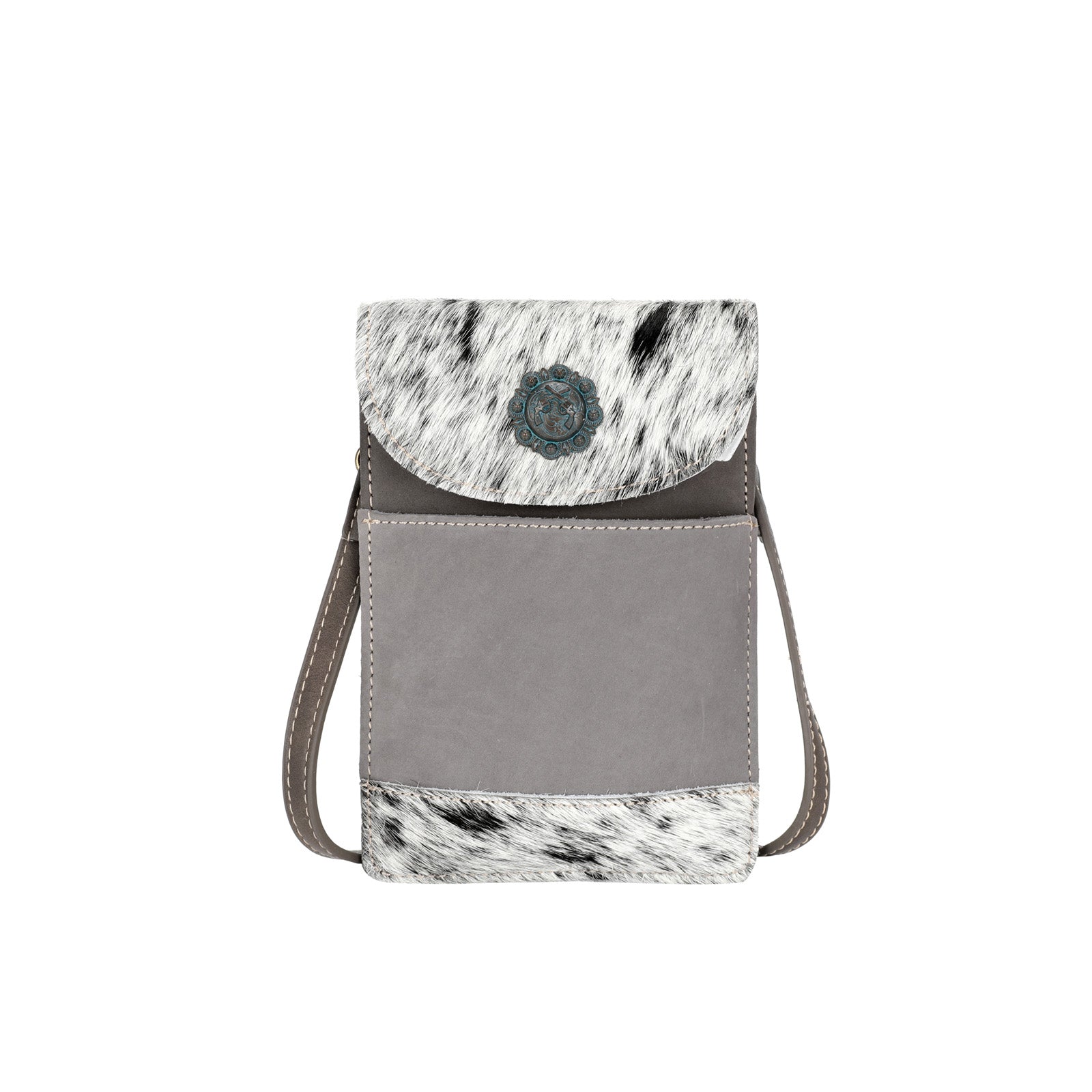Montana West Gray Genuine Hair-On Cowhide Belt Loop Phone Holster Pouch - Montana West World