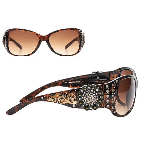 Montana West Rhinestone Flower Sunglasses For Women - Montana West World