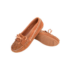 Fringe Suede Studs Moccasin Slipper - Montana West World