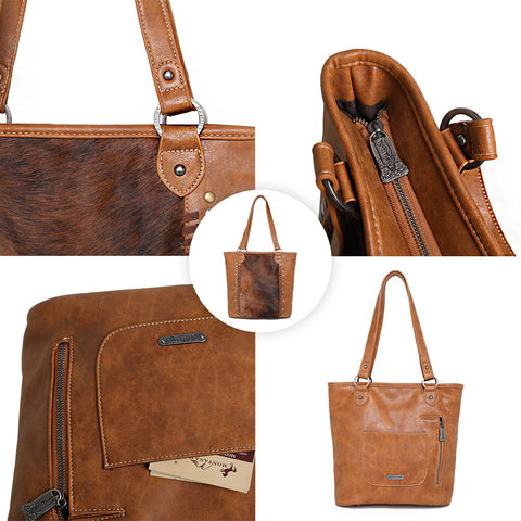 Trinity Ranch Hair-On Leather Collection Concealed Carry Tote - Montana West World