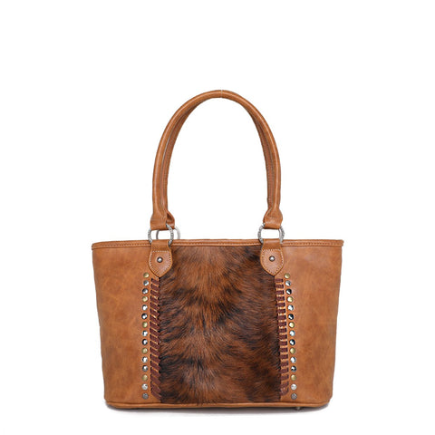 Trinity Ranch Hair-On Leather Collection Concealed Carry Wide Tote - Montana West World