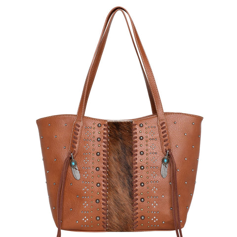 Trinity Ranch Hair-On Leather Studs Collection Concealed Tote - Montana West World