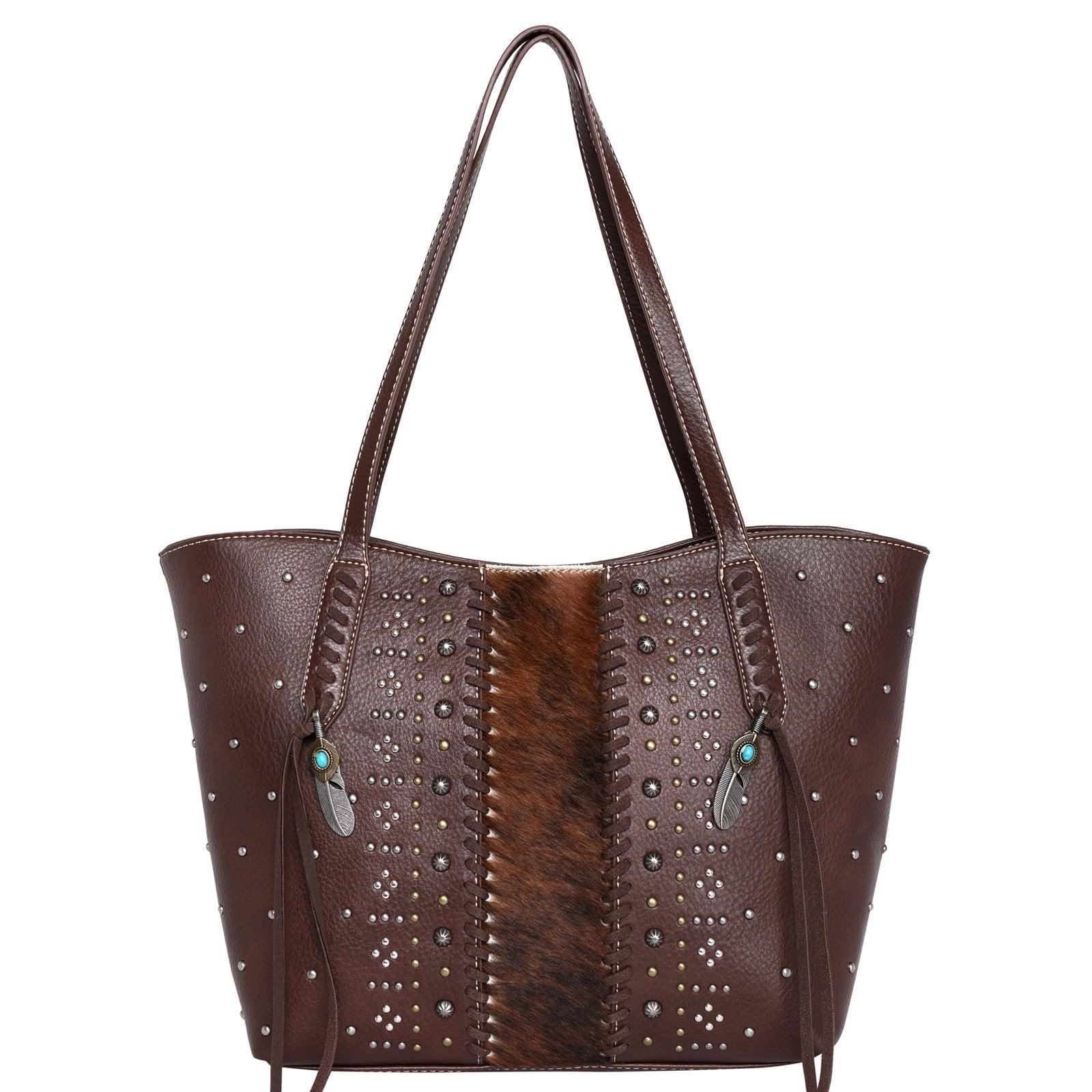 Trinity Ranch Hair-On Leather Studs Collection Concealed Tote - Montana West World
