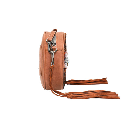 Trinity Ranch Hair On Cowhide Collection Crossbody Circle Bag - Montana West World