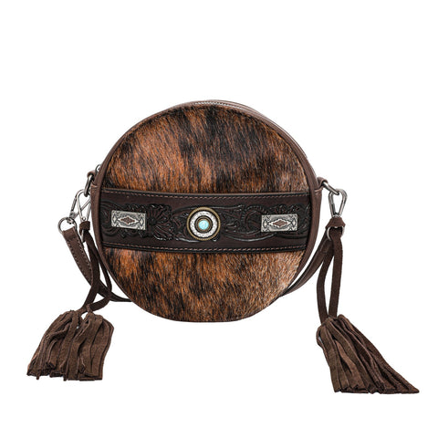 Trinity Ranch Hair On Cowhide Collection Crossbody Circle Bag - Montana West World