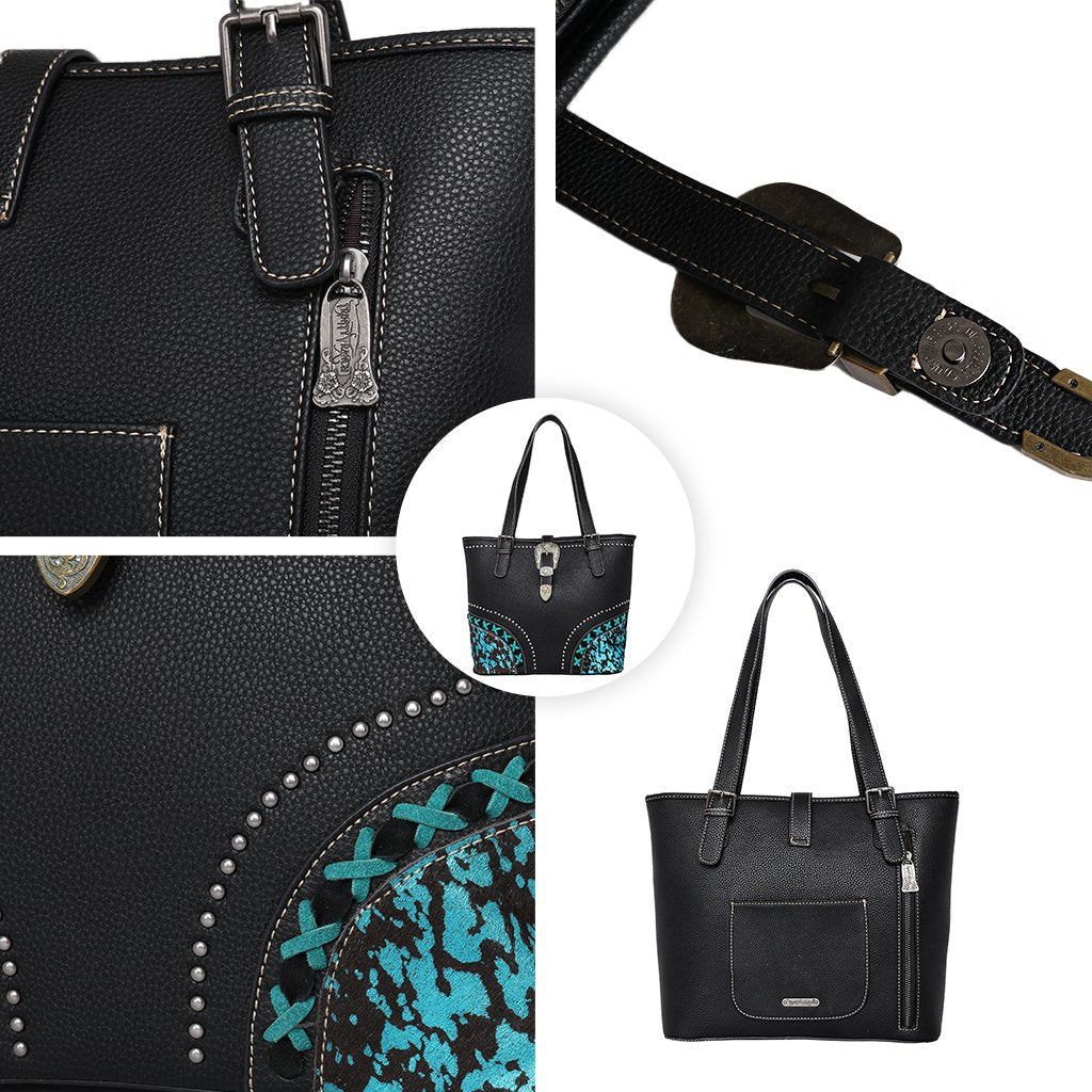Trinity Ranch Hair-On Cowhide Buckle Collection Concealed Carry Tote - Montana West World