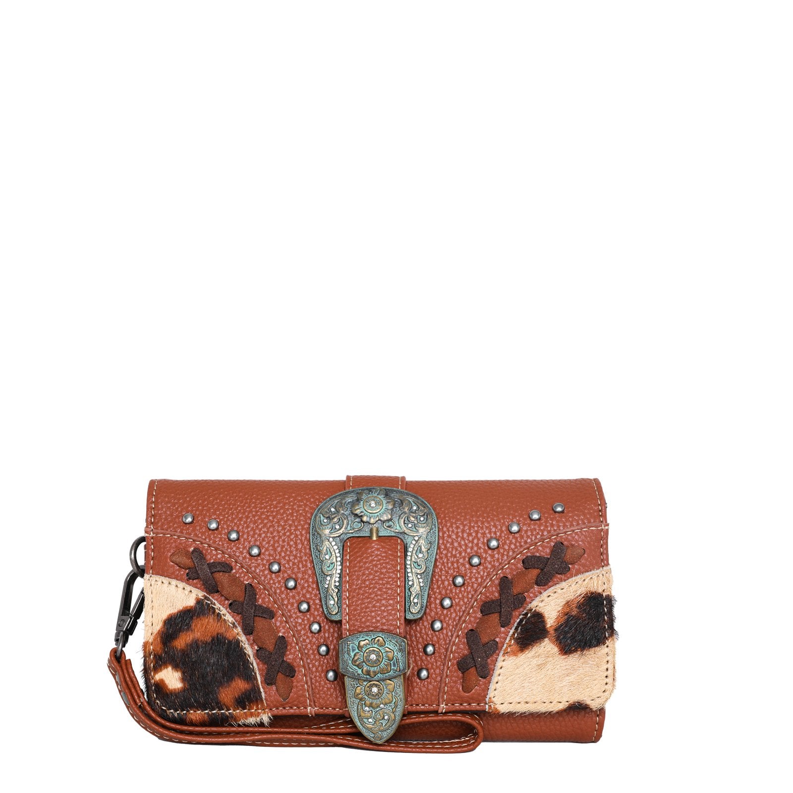 Trinity Ranch Hair-On Cowhide Buckle Collection Wristlet Wallet - Montana West World