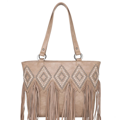 Trinity Ranch Genuine Leather Fringe Concealed Carry Tote - Montana West World