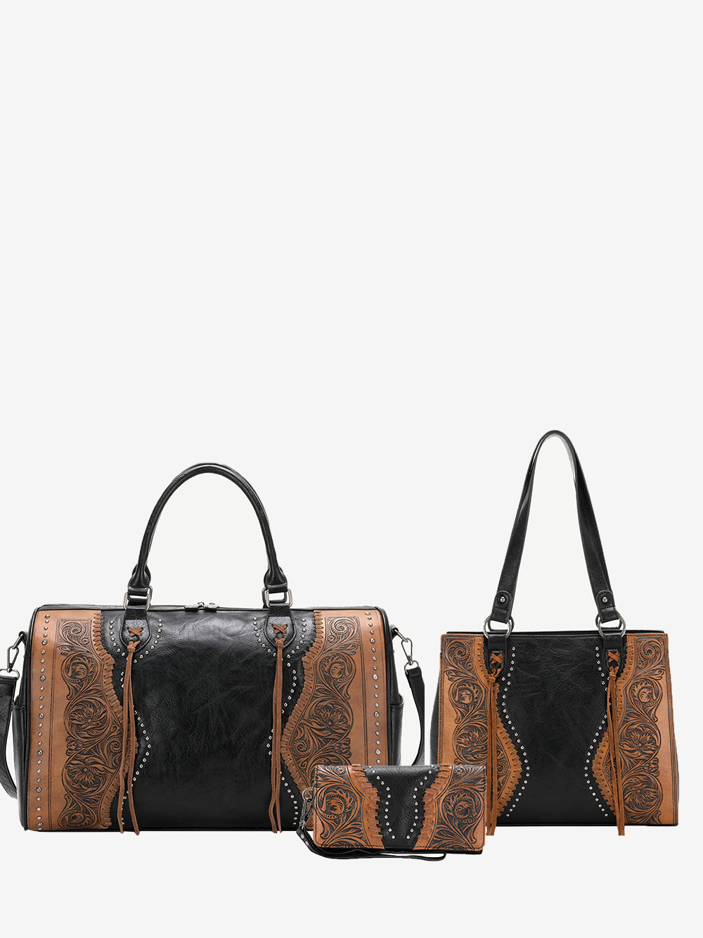 Crocodile embossed purse - leather, studs, fringe, Louis Vuitton